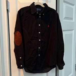 Ralph Lauren Black Button Down Shirt Corduroy elbow patches